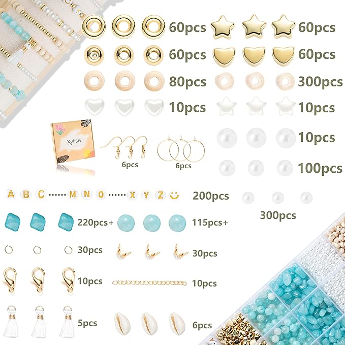 xylise jewelry making supplies kit natural stone beads for irregular natural stone with for diy craft bracelet necklace earrings for adults (blue)