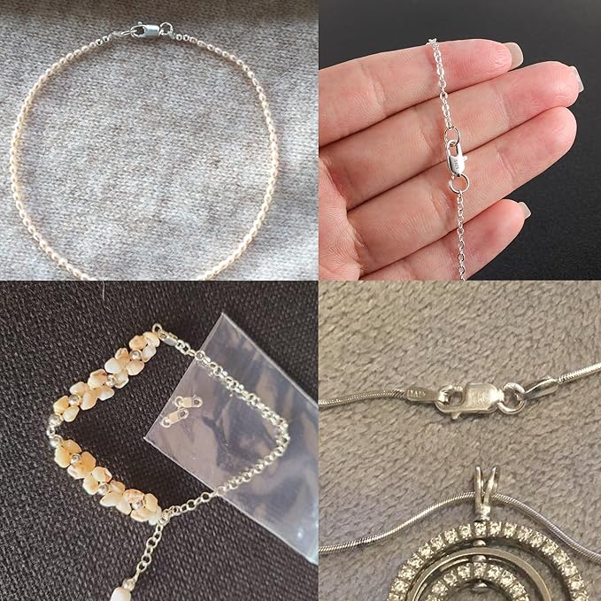 925 Sterling Silver Jewelry Making Lobster Claw 10mm, 23PCS Italian Rectangle Trigger Clasps with Open Jump Rings Set, Small Necklaces Bracelet Connector Clasp Supplies Silver Jewelry Finding Set