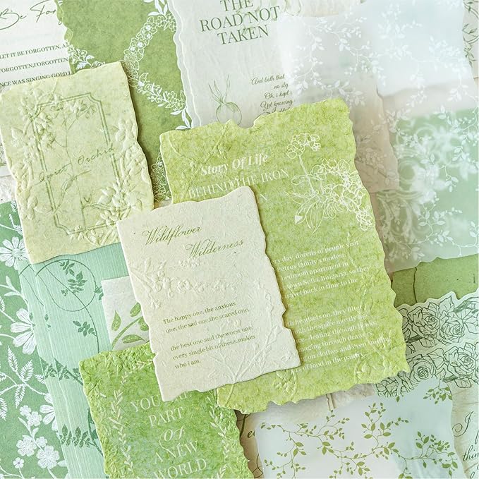 120PCS Vintage Scrapbook Paper Textured Journaling Scrapbooking Supplies Kit Retro Decorative Craft Paper Assorted for Bullet Junk Journals Card Making Craft DIY, Flower Branch Language Series
