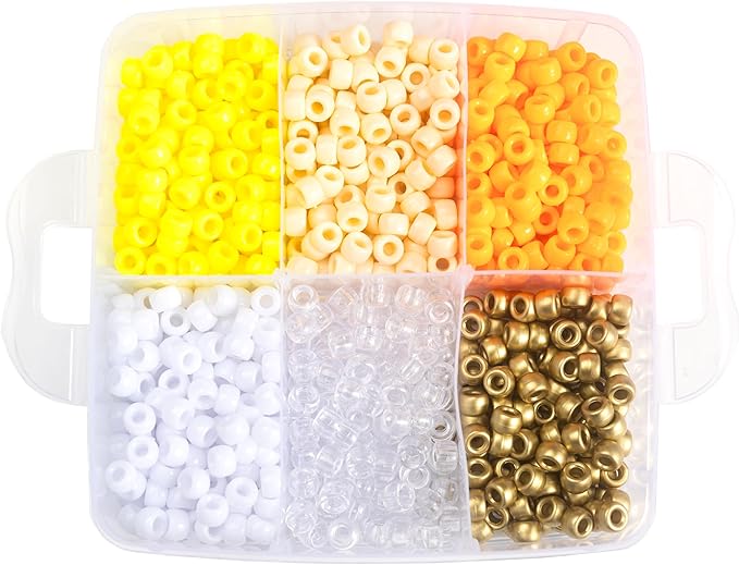 Gxueshan 4500 Pcs Acrylic Pony Beads Bulk Large Hole Plastic White Green Gold Red Black Blue Pink 24 Assorted Colors Kandi Hair Beads for Crafts Friendship Bracelet Jewelry Making Kit Set (4500)