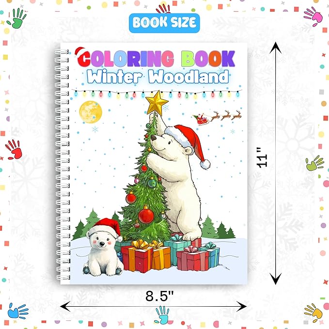 Winter Woodland Coloring Book for Toddlers Ages 3+ – Cute Animals, Snowy Forest Fun, and Easy Holiday Coloring Pages – Thick 199 GSM Paper – Spiral Bound – 8.5x11 in
