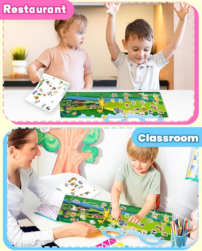 walenced reusable sticker book for toddlers, stickers for kids, toddler craft activities, toddler travel toys ages 3 and up boy girl birthday gifts