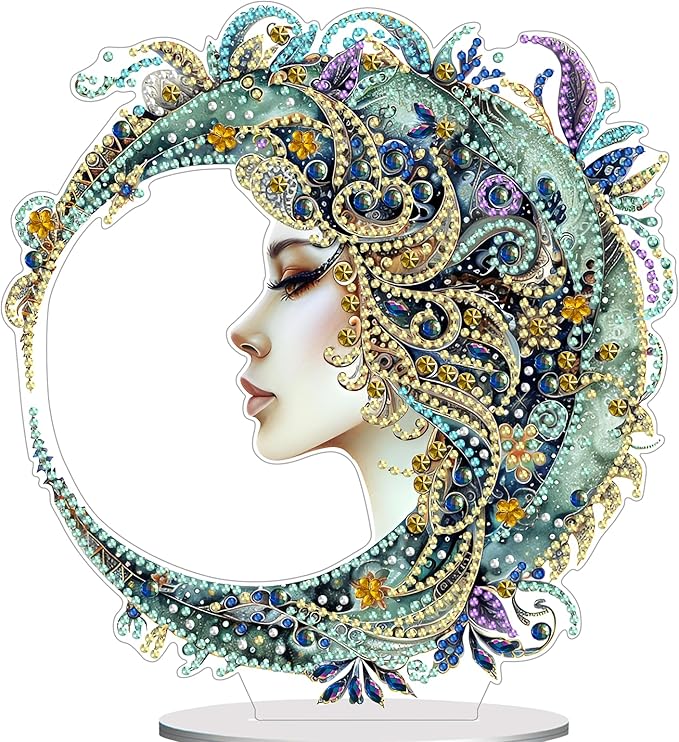hyzsj DIY Diamond Desktop Ornament, Crystal Diamond Art Painting Tabletop Ornaments Single Sided, Diamond Ornament for Adult Beginner Home Office Decor Crafts Gift（7.9x7.6inch）