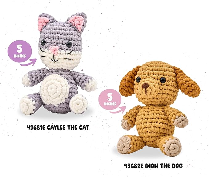 Bucilla 2 Piece Complete Crochet Kit, Pet Pals, 5"