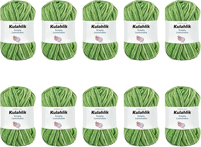 500g(10x50g) Acrylic Yarn for Crocheting and Knitting, Colorful Gradient Yarn Thread, 10 Rolls Skeins, Multicolor Hilo Acrílico, Perfect for DIY Crafts Project