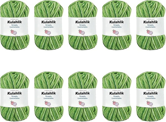 500g(10x50g) Acrylic Yarn for Crocheting and Knitting, Colorful Gradient Yarn Thread, 10 Rolls Skeins, Multicolor Hilo Acrílico, Perfect for DIY Crafts Project