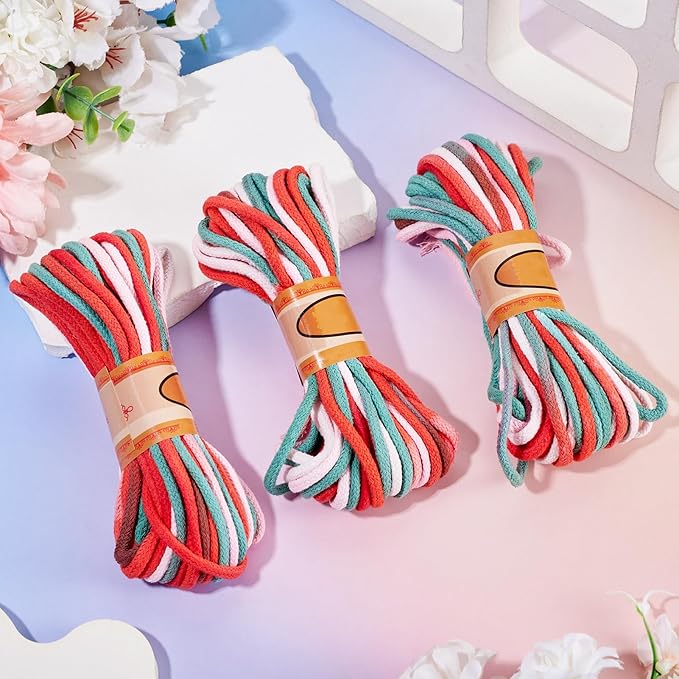 98.46 Feet Christmas Theme 3-3.5mm Macrame Cord Twisted Soft Macrame Rope Segment Dyed Decorative Cord Sewing Twine Craft Thread for DIY Crafts Knitting Plant Hangers Christmas Wedding Decor