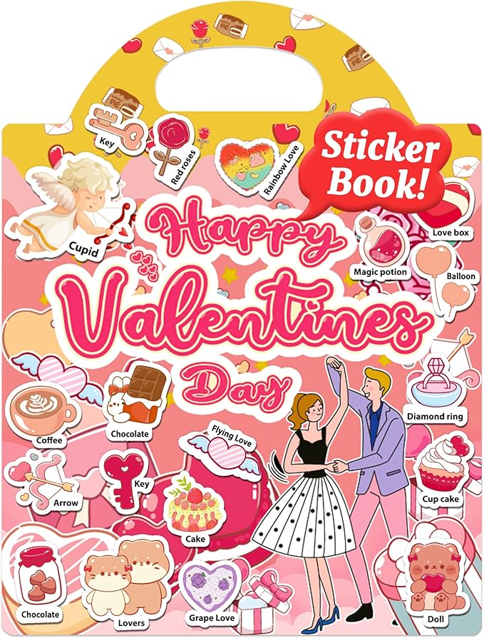 benresive reusable sticker books for kids, sticker books for toddlers, toddler travel toys activities crafts ages 3 and up birthday gifts - valentines
