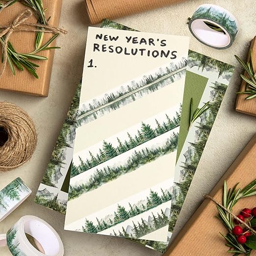 Whaline 12 Rolls Forest Washi Tape Greenery Washi Tape 6 Designs Assorted Nature Green Tree Masking Decorative Tape for Scrapbook Journal DIY Art Craft Gift Wrapping Supplies