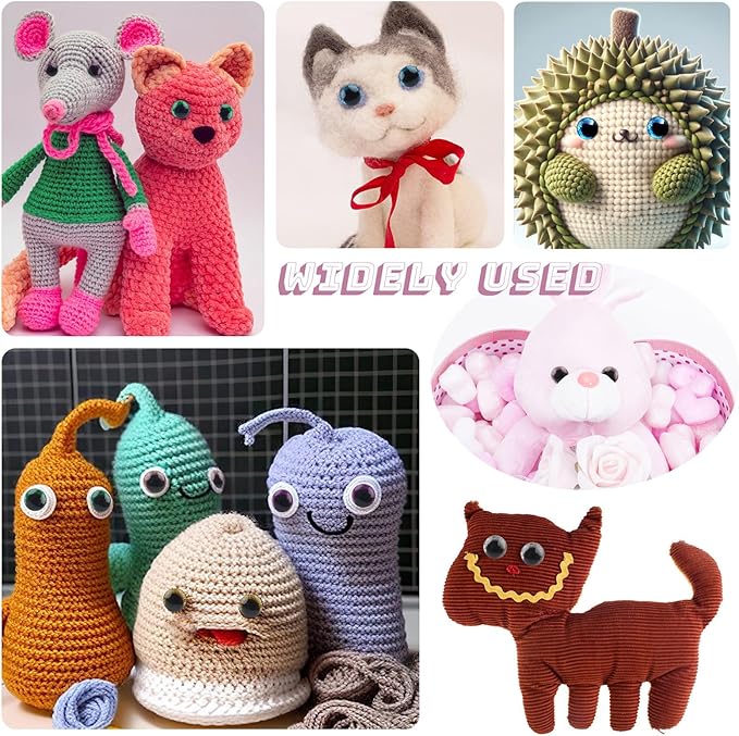 TOAOB 48 Set Safety Eyes Glitter Plastic for Amigurumis 16mm 18mm 25mm Round Craft Crochet Doll Eyes with Washers 8 Colors for DIY Puppet Stuffed Animals Making