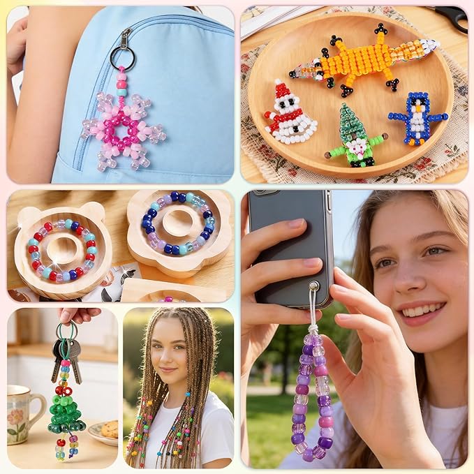 4300Pcs Pony Beads Kit for Bracelets Jewelry Making, 41 Colors Plastic 6×9mm Pony Beads Set Bulk, Friendship Beads for Keychains, Necklaces, DIY Crafts Gifts (100pcs Per Color)