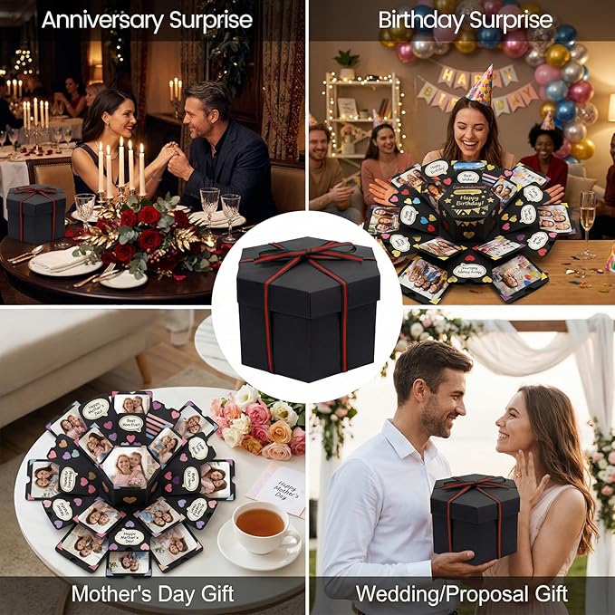 Koogel Explosion Gift Box, DIY Custom Scrapbook Photo Album for Birthday Anniversary Wedding, Exploding Surprise Boxes for Holiday Graduation