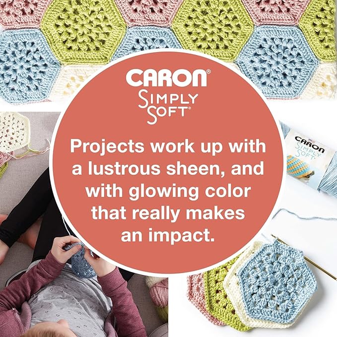 Caron Simply Soft Solids Yarn, Gauge 4 Medium, 100% Acrylic Neon Orange - Machine Wash & Dry