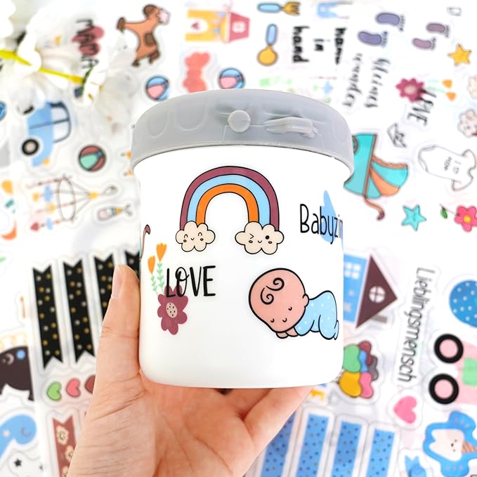 4 Sheets Baby Boy Scrapbook Supplies Stickers - Newborn Planner Journal Stickers for Memory Book, Baby Shower, Milestone, Baby's First Year Book