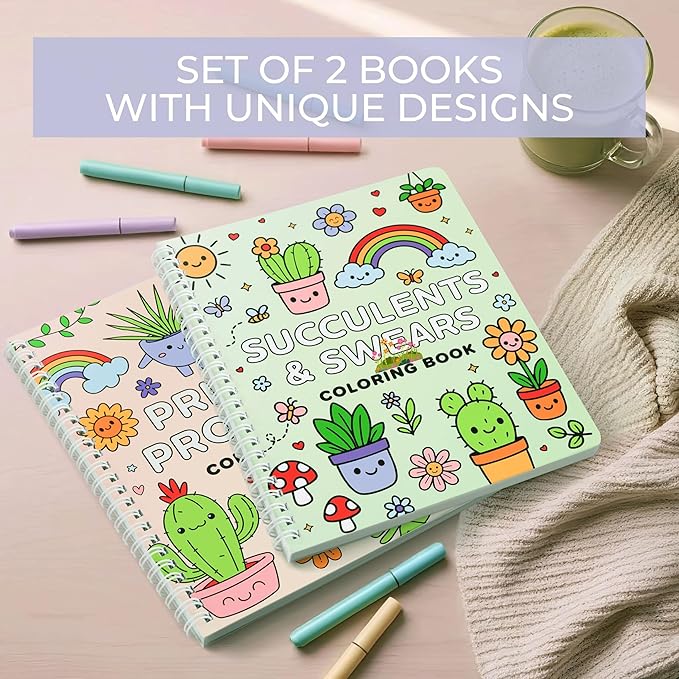 Beautiful Coloring Book Set of 2 for Adult Relaxation - Funny Coloring Books with Floral Designs for a lot of Laughs - The Perfect Stress-Relieving Gift for Women