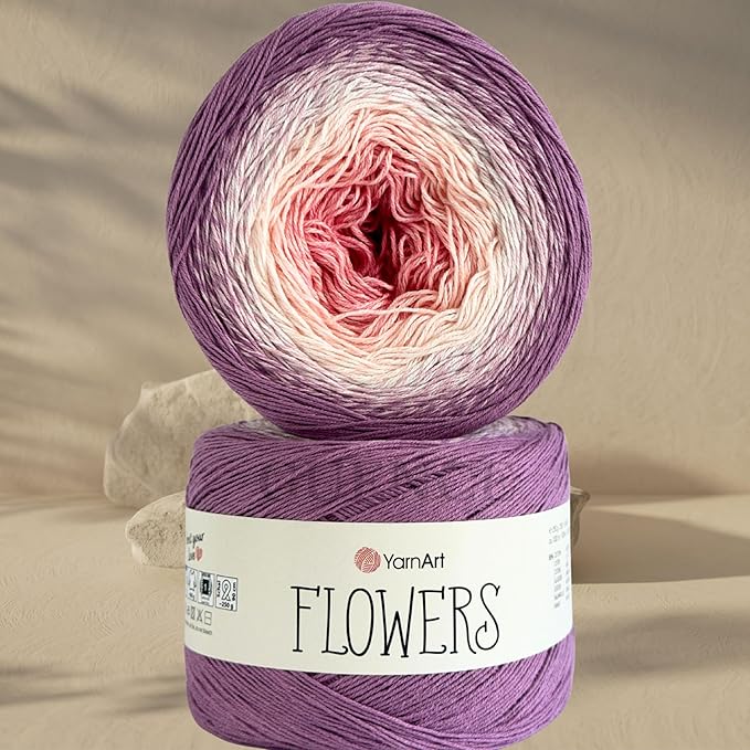 YarnArt Flowers – Gradient Cotton Acrylic Blend, 250g (8.8 oz), 1094 yds, Lightweight Sport Yarn for Crochet, Knitting, Shawls, Summer Projects (305)