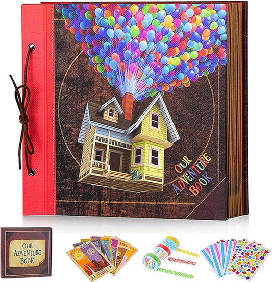 Our Adventure Book 12x12 Inch,Scrapbook Album Large Handmade Travel Scrapbook 60 Pages DIY Album for Anniversary,Wedding,Travelling,Writing,Baby,Friends,Family,Couple Gifts (12in-Up House)