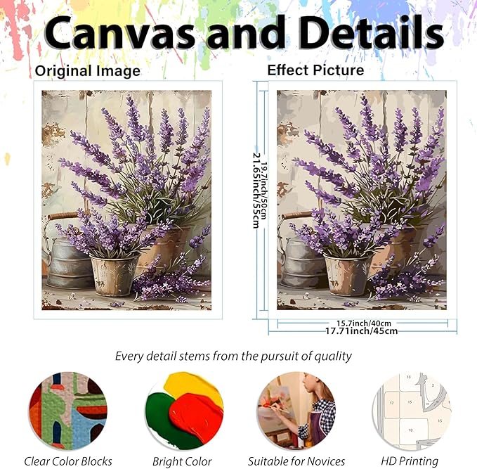 hkejoi Paint by Numbers Kit for Adults Flowers, Flower Paint by Number for Adults, Painting by Number DIY Crafts Acrylic for Gift Home Decor 16x20 in
