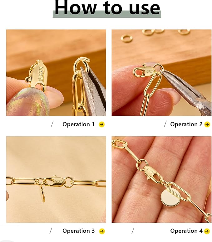 Gold Jewelry Making Lobster Claw 10mm, 23PCS Italian Rectangle Trigger Clasps with Open Jump Rings Set, Small Necklaces Bracelet Connector Gold Clasp Supplies 925 Sterling Silver Jewelry Finding Set