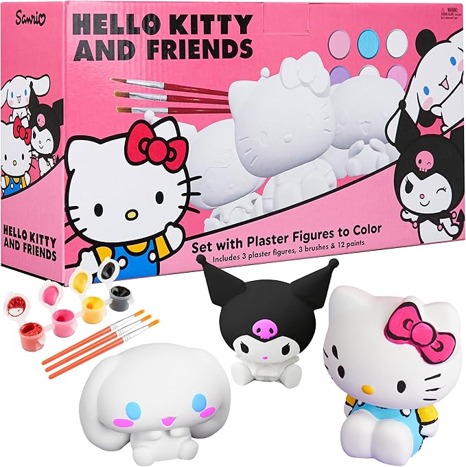 Get Trend Hello Kitty Sanrio Paint Your Own Figurines Kit, Plaster Painting Set for Kids, Arts and Crafts for Girls, DIY Craft Kit, Kawaii Gifts for Girls (Multi Hello Kitty)
