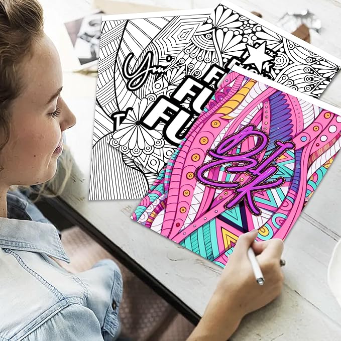 Swear Word Coloring Book for Adult Relaxation, Cuss Words Coloring Book for Adults to Relax, Printed Single-Sided Spiral Bound Lay Flat, Mindfulness Gift for Adults to Relieve Anxiety