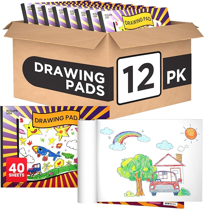 Sketch Book for Kids, Drawing Pad for Kids, Drawing Paper, Sketch Pad for Kid, Sketchbook for Kid (9 x 12, 40 Sheets) (12)