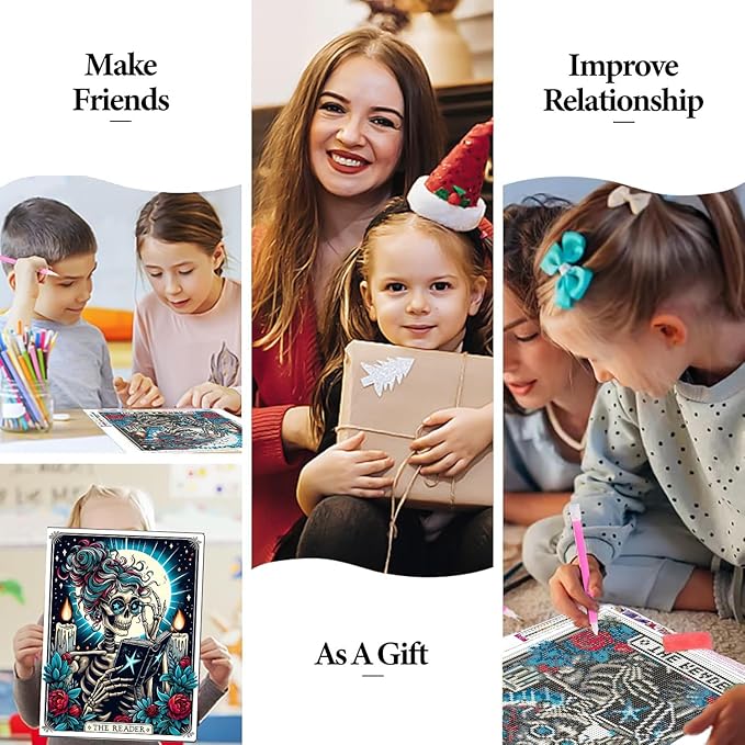 Gemozaic Skull Diamond Painting Kits for Adults- Skull Diamond Art Kits for Adults, Gem Painting Kit for Adult for Gift and Home Wall Decor 12x16 Inch