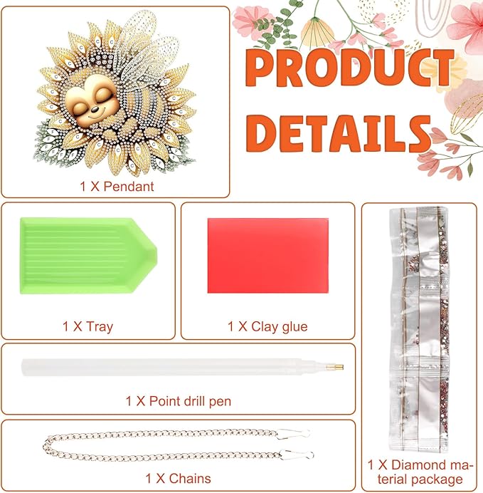 DOMROM Bee Diamond Art Hanging Kits for Adults Beginners, Special Shaped Crystal Diamond Painting Bee Pendant, DIY Diamond Art Suncatchers Animal for Home Garden Wall Decor Gift