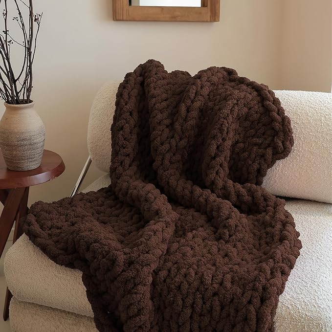 Jumbo Chenille Chunky Yarn for Crocheting - Super Bulky Fluffy Chunky Yarn for Hand Knitting - Extra Thick Soft Blanket Big Yarn 12 Jumbo Pack (27yds,8 oz Each Skein)