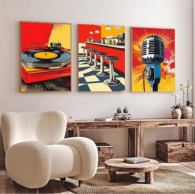 cupmod 6 Packs Vintage Paint by Numbers Kit for Adults,Retro Funny Adults Paint by Number Kits on Canvas Without Frame,Easy Acrylic Oil Painting by Numbers Kit for Home Wall Decor 9.8x13.8inch