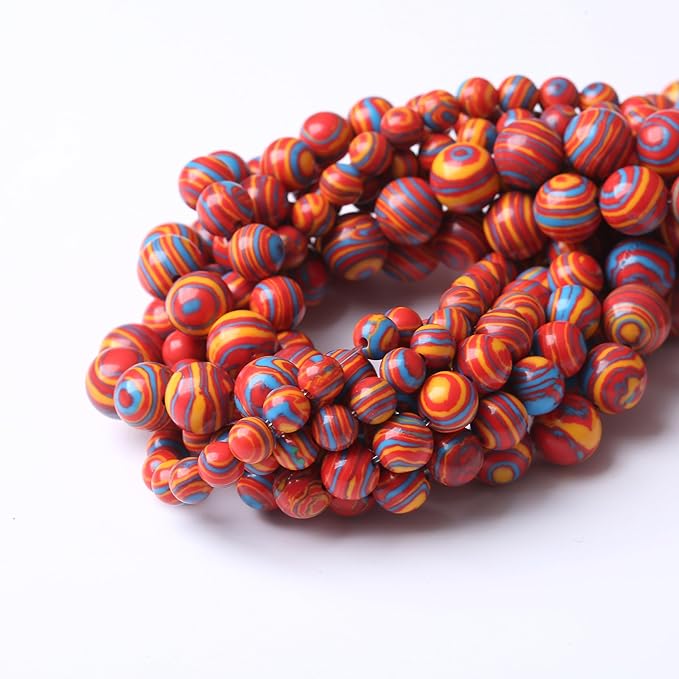 Red Yellow Blue Peacock Turquoise Stone Beads for Jewelry Making Gemstone Round Crystal Bracelet Necklace 1 Strand 15.5inch 60PCS 6MM
