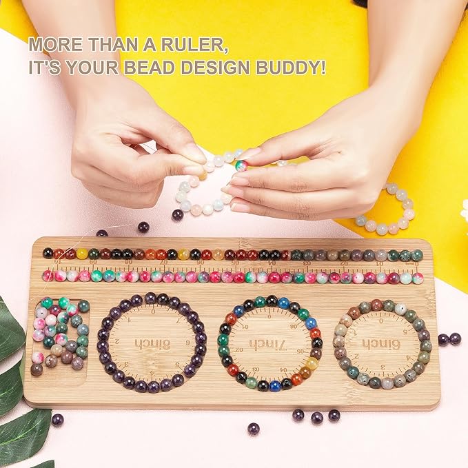 HSZCTUY Bead Board for Jewelry Making, Bamboo Beading Board for Bracelet Making, Beads Maker, Bracelet Making Kit, Bead Tray, Bracelet Sizer, Jewelry Making Supplies