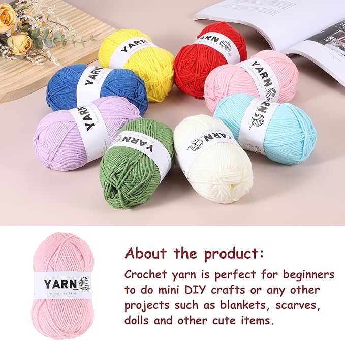3Pcs Pink Acrylic Yarn 400 Yard 4 Ply Soft Crochet Yarns Sport Weight Yarn,[for DIY Crocheting Knitting Craft Blankets Hats]-150g