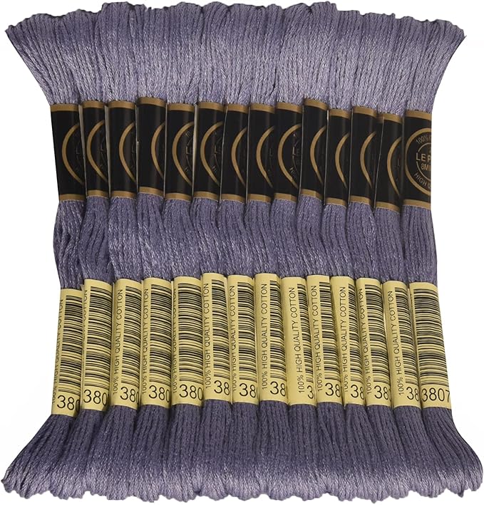 LE PAON Embroidery Floss, 14-Pack Six Strands 100% Long Staple Cotton Embroidery Thread, 8.7-Yard，Color Number：3807, Cornflower Blue