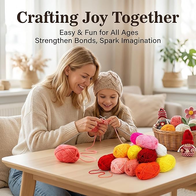 Acrylic Yarn for Crocheting - Soft Knitting Yarn for Crafts Skeins for Crocheting DIY Bulk for Handicraft Knitting Scarves Ideal Gift for Beginners and Adults 15 Pack x 20 g