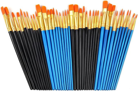 40 Pcs Paint Brushes, Acrylic Painting Brush Set, Watercolor Brushes, Acrylic Brushes for Oil Watercolor, Miniature Detailing, and Rock Painting
