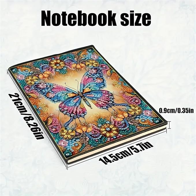 Butterfly Diamond Painting Notebook for Adults, A5 Diamonds Art Journal and DIY Sketchbook, Diamond Art Kit Supplies,Gift for Beginners, Craft Lovers, Artists. (Butterfly)