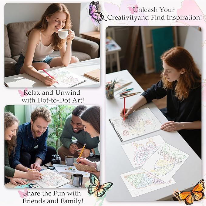 Connect The Dots Coloring Book for Adults Relaxation, 30 Patterns Dot-to-Dot Coloring Book for Adults Relaxation, Coloring Activity Book, Stress-Relief Activity Book Mindfulness Gift to Relax