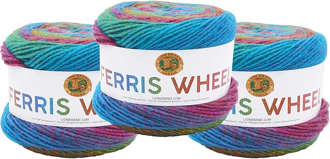 Lion Brand Yarn Ferris Wheel Yarn, Roving Multicolor Yarn for Knitting, Crocheting, and Crafts, 3 Pack, Sprinkles