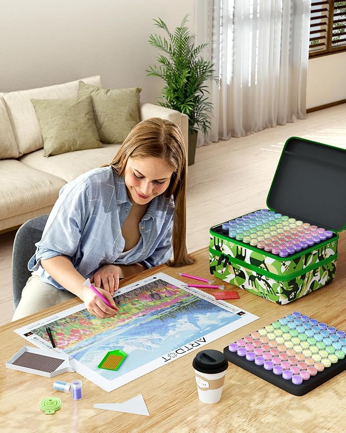 ARTDOT 240 Slots Storage Container for Diamond Painting Kits for Adults,Portable Diamond Painting Storage Box with Accessories and Tools