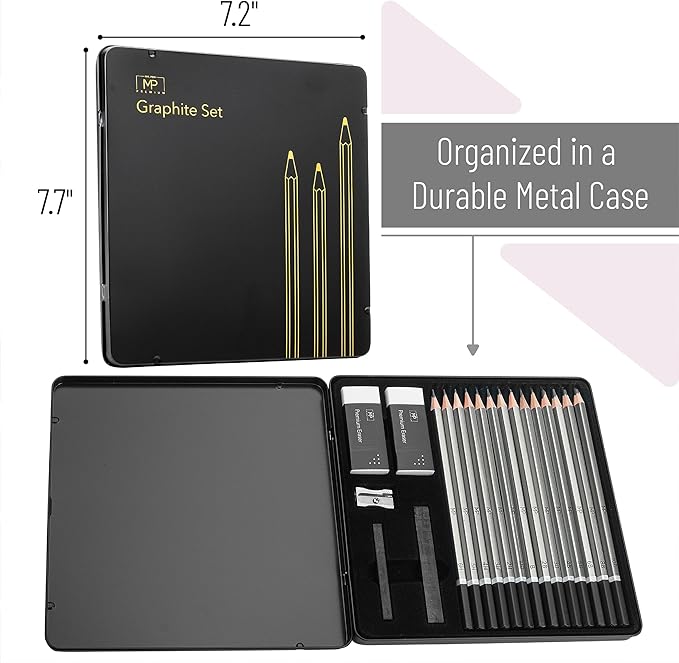 Mr. Pen- Sketch Pencils for Drawing, 19 Pcs, With Graphite Sticks, Erasers and Sharpener, Art Pencils for Sketching