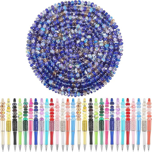 Large Hole Dark Blue European Beads - 100 Assorted Pieces for Pens, Fairy Wand, Garden, Lampwork, Craft, Spacer, DIY Charms, Bracelet, Necklace, Earring, Jewelry Making