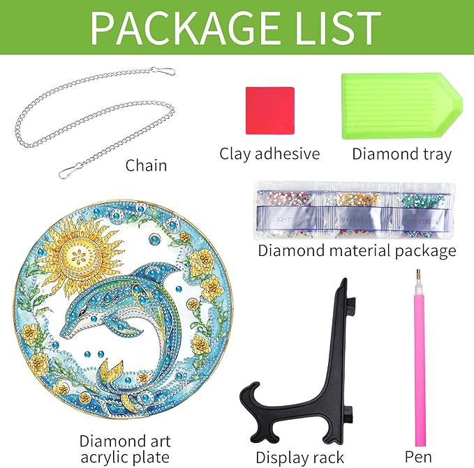 Wergund 5D DIY Dolphin Diamond Art Hanging Kits, Hanging Diamond Art Animal, Acrylic Special Shaped Rhinestone, Window Hanging Pendants for Home Wall Garden Front Door Outdoor Decor Gift(Dolphin)