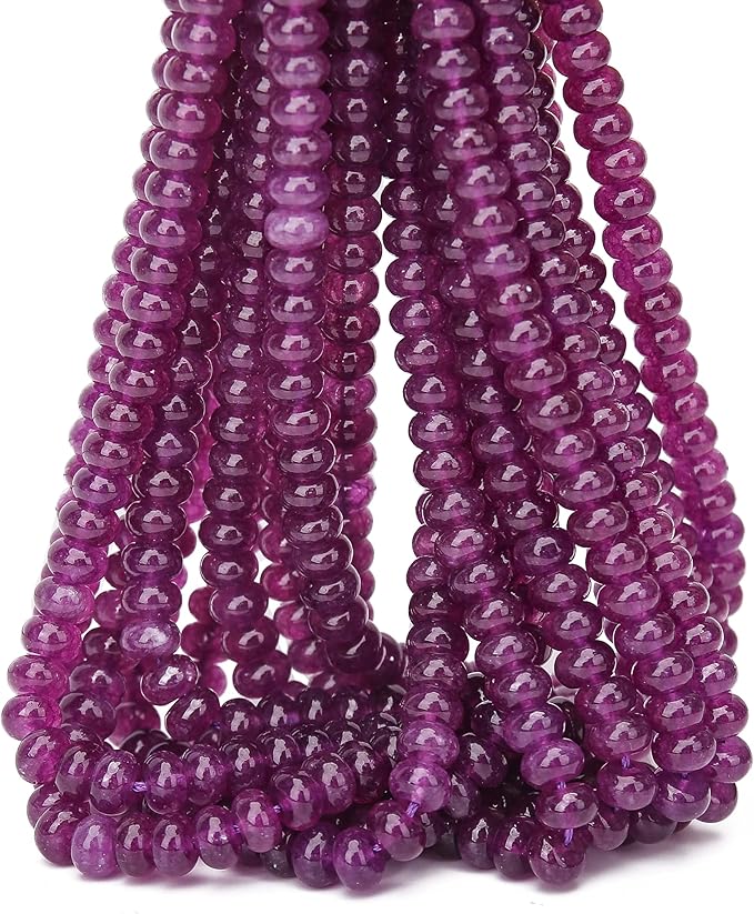 2 Strands (150PCs) Purple Jade Rondelle Beads, 5 * 8mm Gemstone Loose Spacer Abacus Disk Beads for DIY Bracelet Necklace Earrings Jewelry Making, Craft Supplies Beading Kit