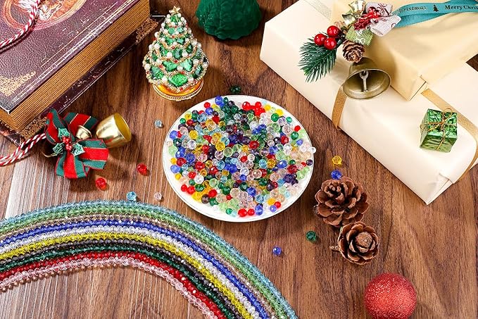 DUQGUHO 500 Pcs Glass Beads Crystal Beads for Jewelry Making Colorful Loose 6 8mm Beads Bulk Assorted Colorful Loose Beads Glass Beads for Bracelets Crafts