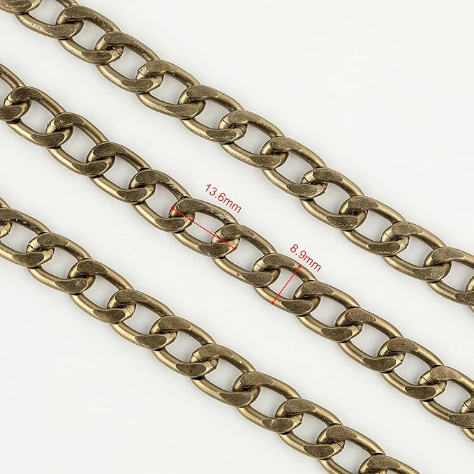 YOUBEIYEE 16.4 Feet Jewelry Making Chain Roll, Bronze Plated Aluminum Curb Cuban Chain Necklace for Women and Men Jewelry Chains Bulk