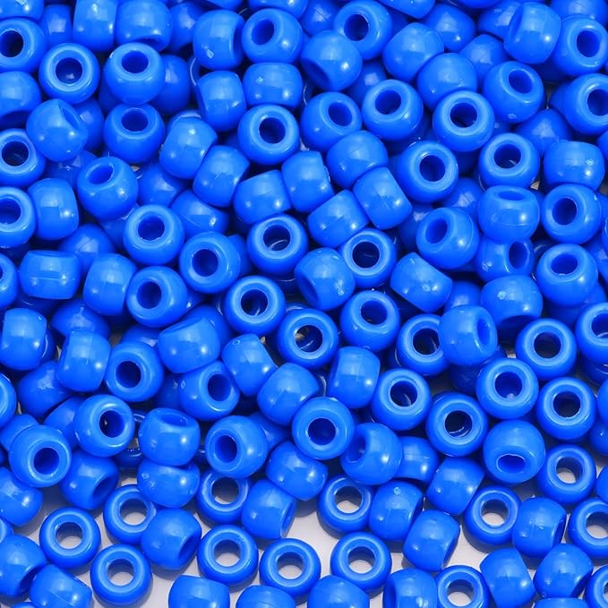 sunrica 1100pcs dark blue pony beads 6x9mm large hole plastic beads for kandi, hair braids, necklaces, friendship bracelets