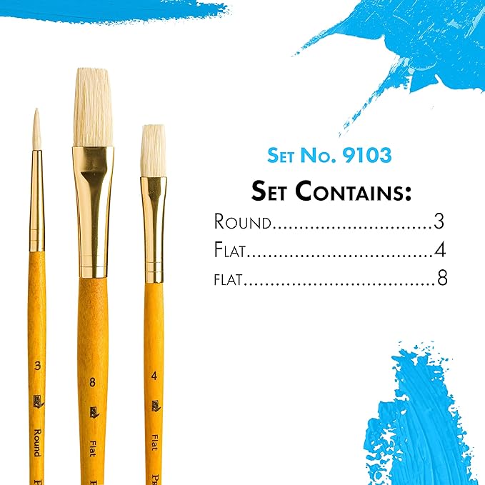 Princeton RealValue Brush Set, Natural, Yellow Handle, 3 Piece, 1 Count
