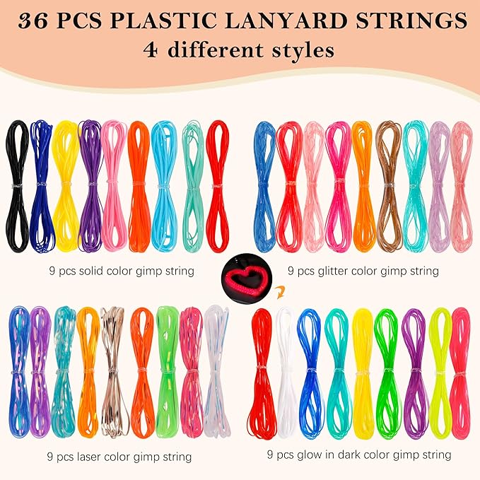 PP OPOUNT Gimp String Craft Kit, 318 PCS Lanyard String Kit with Beads, Pendants & Keychain Accessories, DIY Bracelet Making Kit for Friends, Christmas Gift & Holiday Craft Set