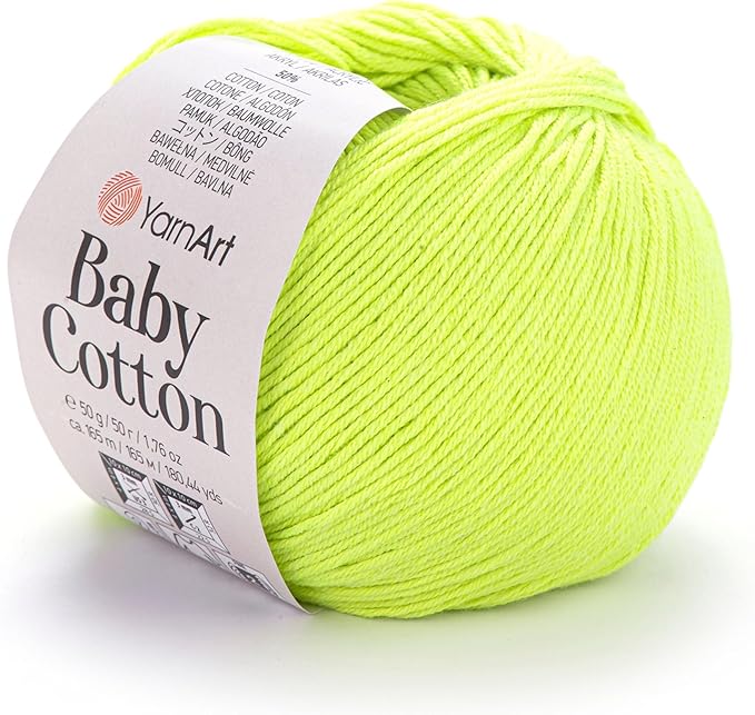 YarnArt Baby Cotton Yarn - Soft Knitting Yarn for Baby & Summer, 50% Cotton 50% Acrylic, 1.76 Oz, 180.44 Yds, Ideal for Amigurumi & Crochet Projects (1, 430)